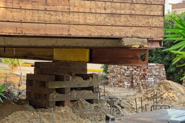 Foundation construction under raised up  house