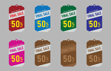 Colorful sales label collection vector art