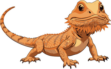 Fototapeta premium Cartoon bearded dragon lizard walking and smiling