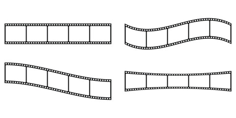 film strip icon used for videography elements, cinema reel. Filmstrip with frames, photo and videos for camera. Old white and black film tapes of 35mm. Realistic film strip on white background.