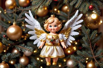 Obraz premium christmas angel on the tree