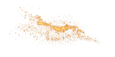 Gold curved light line, rope, spiral, tape. Smooth festive gold line with light effects. Light golden Twirl. Curve light effect of golden line. PNG.
