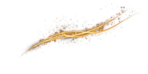 Gold curved light line, rope, spiral, tape. Smooth festive gold line with light effects. Light golden Twirl. Curve light effect of golden line. PNG.

