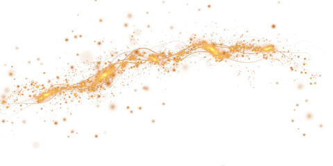 Gold curved light line, rope, spiral, tape. Smooth festive gold line with light effects. Light golden Twirl. Curve light effect of golden line. PNG.
