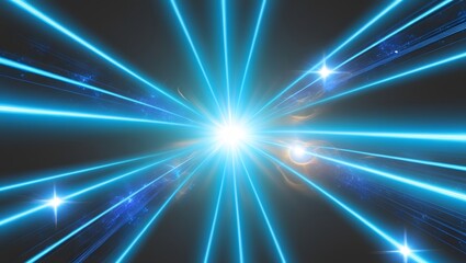 Blue horizontal lens flares. Laser beams, horizontal light rays. Beautiful light flares. Glowing streaks on transparent background. Glowing stripes. Luminous abstract sparkling. Laser beams.
