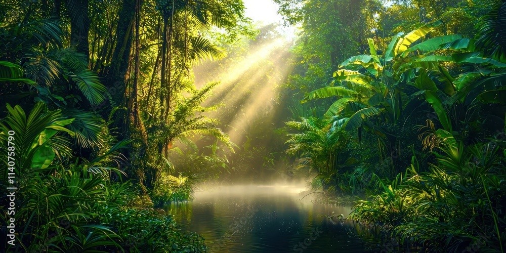 Poster Forest with a river running through it