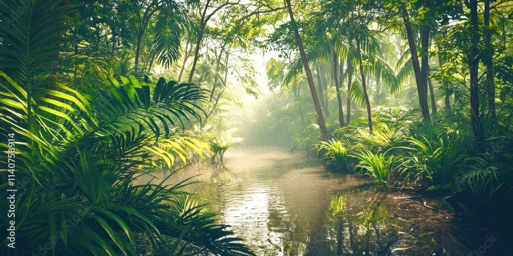 Poster Forest with a river running through it