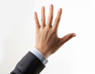 mains tendue d'un homme sur fond blanc en ia