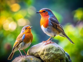 Fototapeta premium Two Birds One Stone: High Depth of Field Bird Photography - Stunning Nature Image
