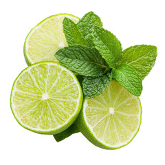 Fresh lime slices with mint leaves for refreshing touch