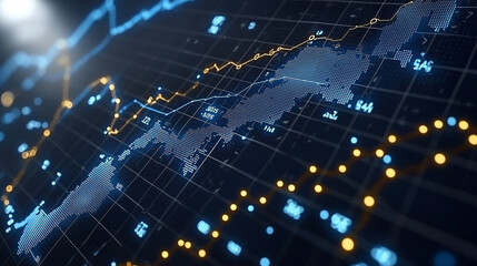 Obraz premium Futuristic financial graphs and market analytics