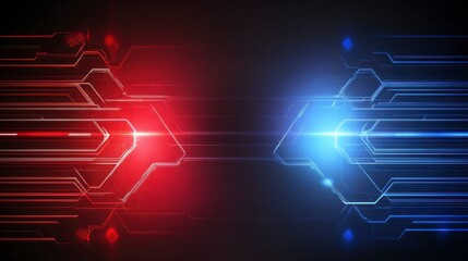 Obraz premium Dynamic Red and Blue Circuit Design: A Futuristic Technology Background