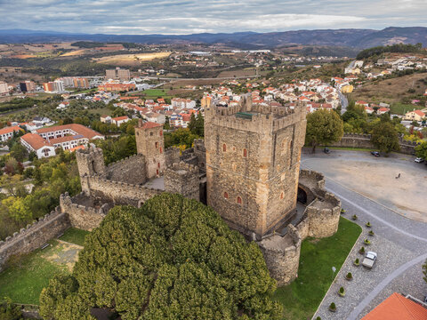 aerial view of the Citadel and Bragan&ccedil;a Castle ( Castelo de Bragan&ccedil;a), Braganza ,Tr&aacute;s-os-Montes and Alto Douro, Portugal