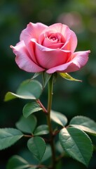 Delicate petals unfurl on the stem, revealing elegant pink roses, greenery, floral, garden