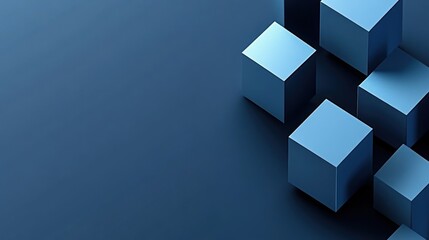 Obraz premium Abstract Blue Cubes: A 3D Rendering of Geometric Shapes