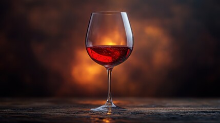 Naklejka premium Elegant glass of red wine on a dark and moody background with soft lighting