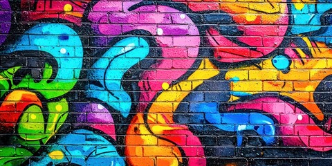 Colorful mural on a brick wall