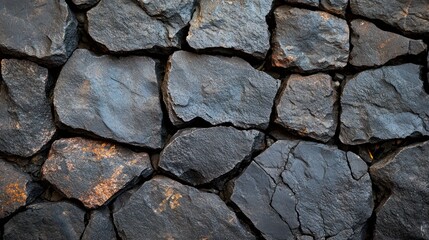 Fototapeta premium Close-up view of a dark gray stone wall.