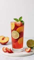 Refreshing Summer Cocktail with Fruits Background Space