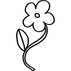 black and white flower and leave with doodle style.