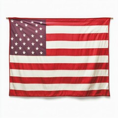 Obraz premium A classic rectangular flag with bold red and white stripes on a white background 
