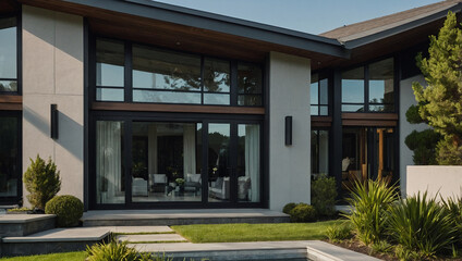 Fototapeta premium Modern Residence Exterior with Landscaping and Patio
