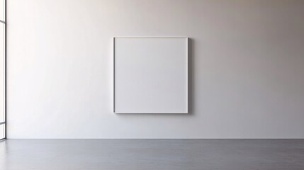 Minimalist empty frame on a bright wall, creating a modern and airy feel in an art gallery.