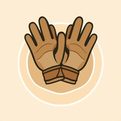 A logo inspired by natural earth tones, featuring goalkeeper gloves in browns and beiges.  The design utilizes geometric shapes, clean lines, symmetry, and visual clarity