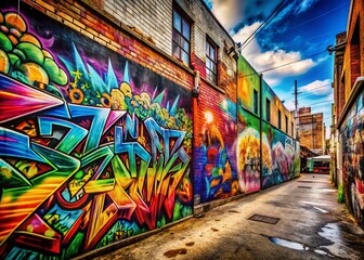 Naklejka premium Urban Graffiti Wall Art Background, Street Art Texture, City Mural Design, Abstract Spray Paint, Grunge Wallpaper