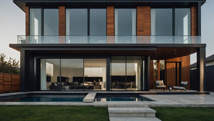 Fototapeta premium Contemporary Residence with Infinity Pool and Wood Accents