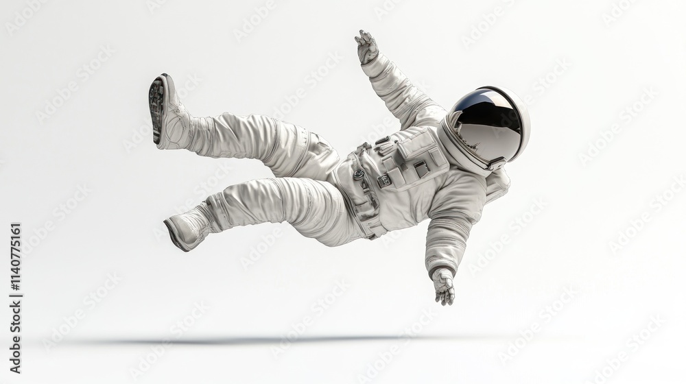 Fototapete a floating astronaut in a minimalist space setting, representing exploration and adventure.