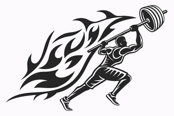 creative gym Flame icon concept black color and white background