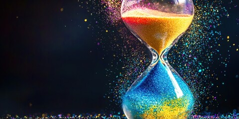 Glass hourglass with sand in it