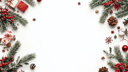 Fantasy Christmas Pattern with Wreath, Tree and Gifts for Holiday Decorations and Festive Designs