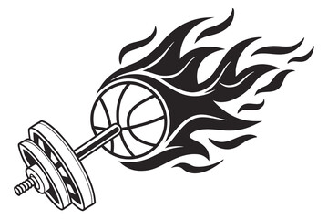 creative gym Flame icon concept black color and white background