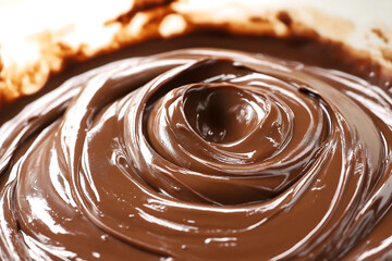 Close-up shot of chocolatey swirls.