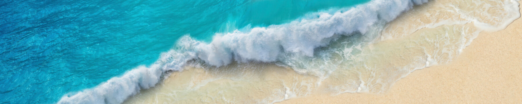 Beautiful top view of the ocean. Horizontal panoramic banner