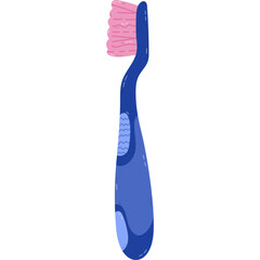 Lovely cartoon manual toothbrush for teeth treatment and cavity hygiene. Cute hand drawn brush for dental care and protection from caries. Stomatology and healthcare clipart isolated on background