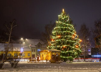 Christmas tree with Bethlehem in Kurim.