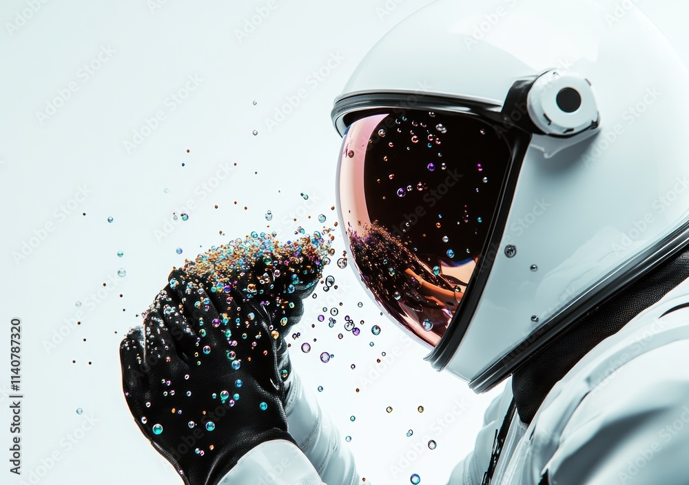 Leinwandbilder an astronaut holding a colorful, sparkling object, creating a sense of wonder and exploration.