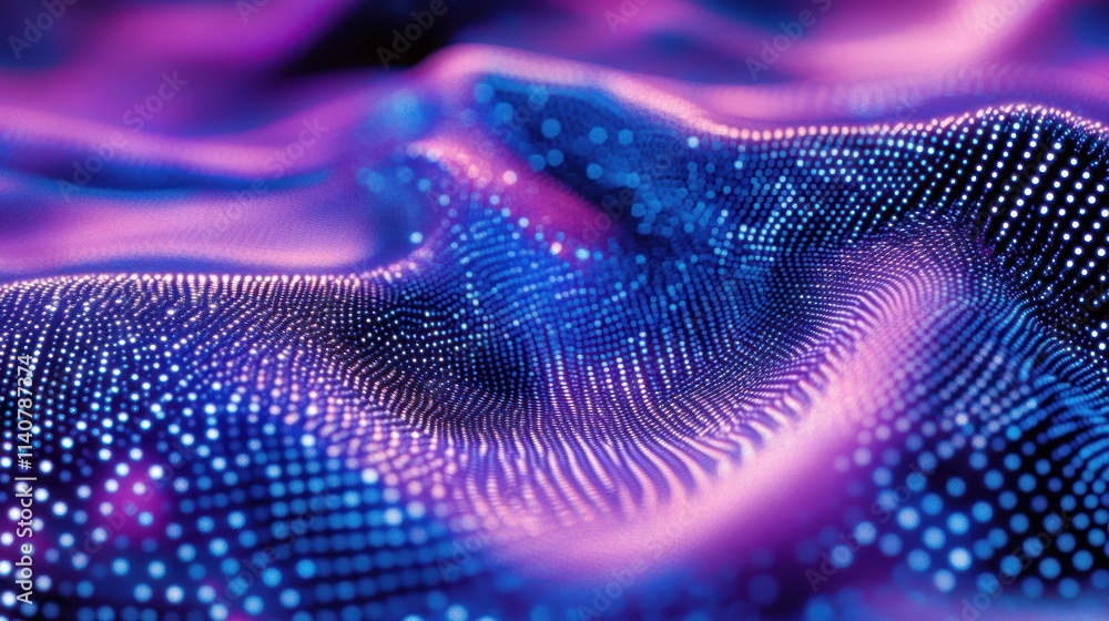 Aufkleber Abstract digital fabric with vibrant colors and patterns reminiscent of waves or data visualization.