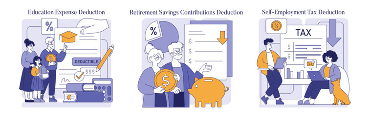 Tax Deductions. Flat Vector Illustration