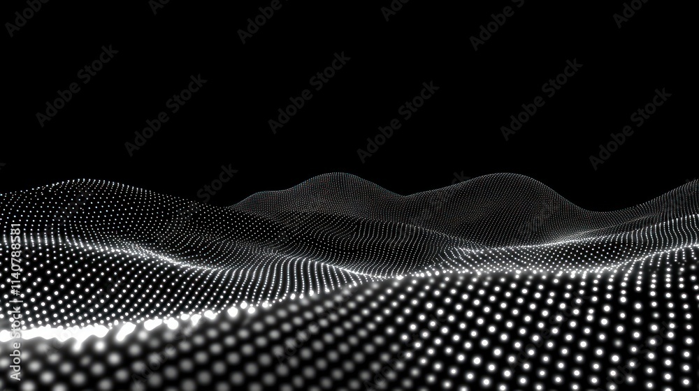 Aufkleber A digital landscape of flowing dots creating a wave-like visual effect.