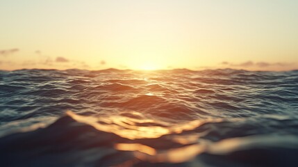 Obraz premium A serene sunset over gently rippling ocean waves creates a tranquil atmosphere, highlighting the beauty of nature.