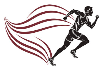 Obraz premium creative gym running icon concept with black color and white background