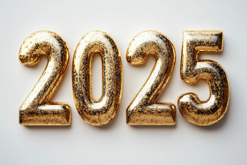 The number "2025" in a sleek metallic gold font on a pure white background.