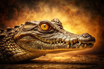 Obraz premium Vintage Crocodile Spirit Animal Photography: Mystical Reptile, Ancient Power, Wildlife Portrait