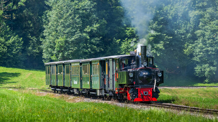 Steam Engine Train in the Bregezerwald - Bergenzerwald Bähnli - in the Bregenzerwald Region, State of Vorarlberg, Austria