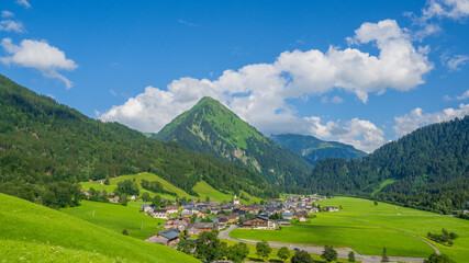 The village of Schopernau in the Bregenzerwald Valley, State of Vorarlberg, Austria.