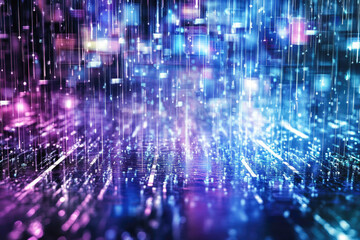 Fototapeta premium Futuristic neon light patterns in a vibrant digital abstract background